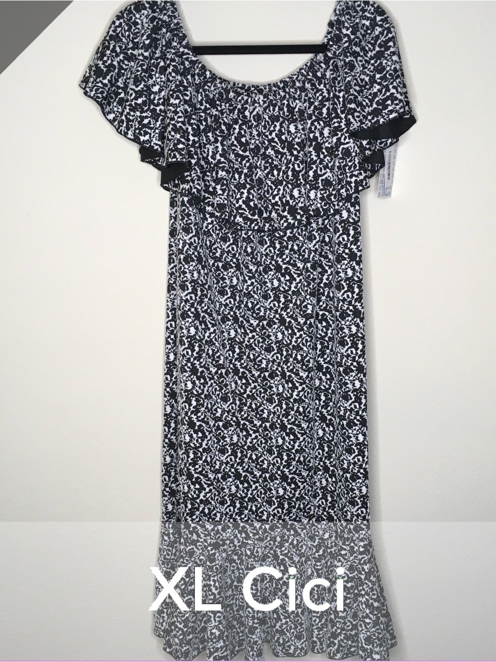 LuLaRoe Cici Black and White Floral Dress XL